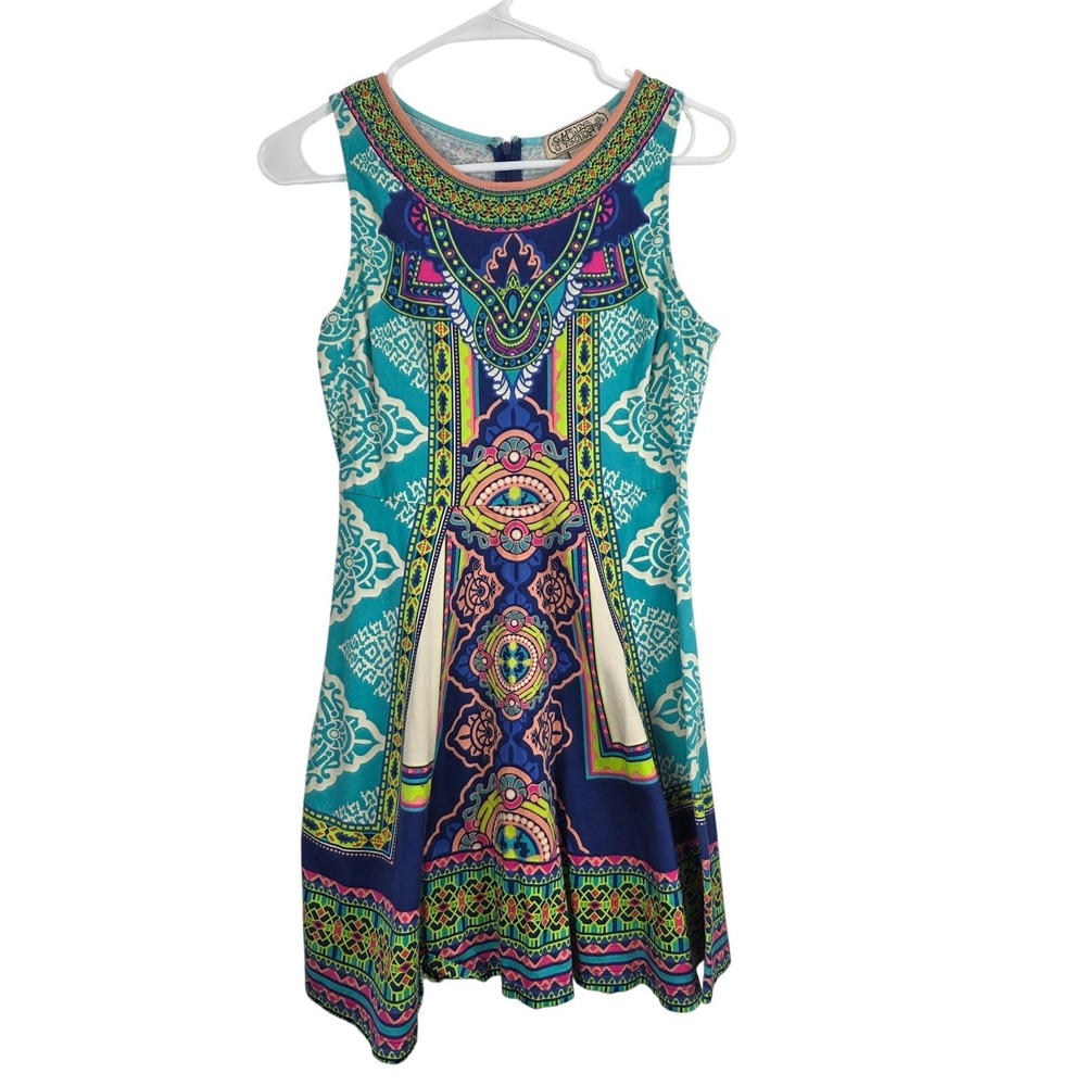 Flying Tomato Geometric‎ Art To Wear Mini Dress S Womens Multicolor Back Zip